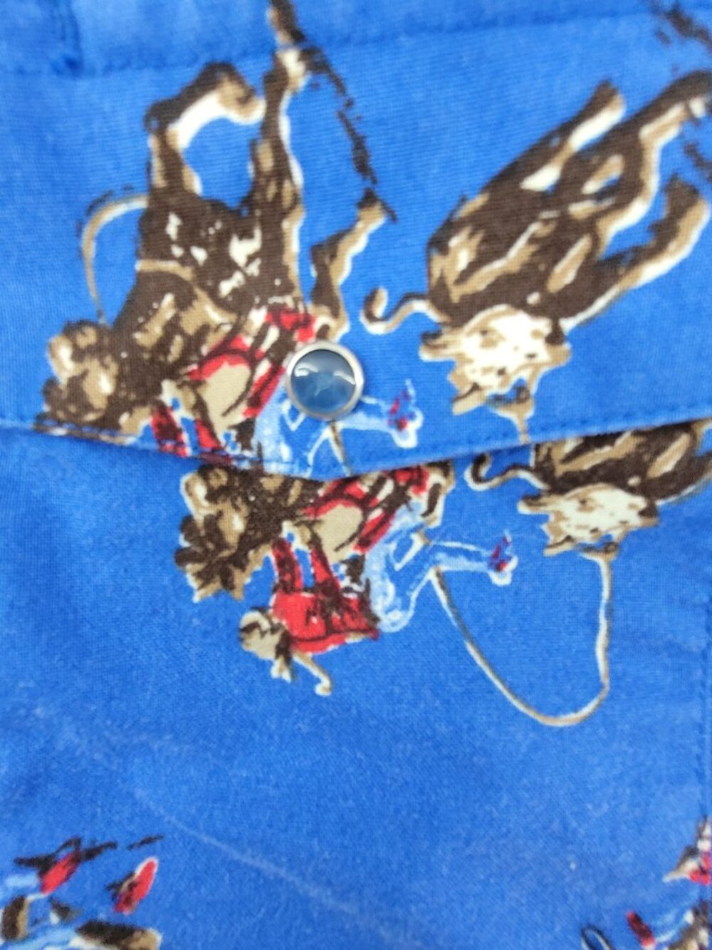 Vintage Wrangler Western Shirt Boys XL Blue Pearl Snap Cowboy Horse Roping Youth - Picture 15 of 16